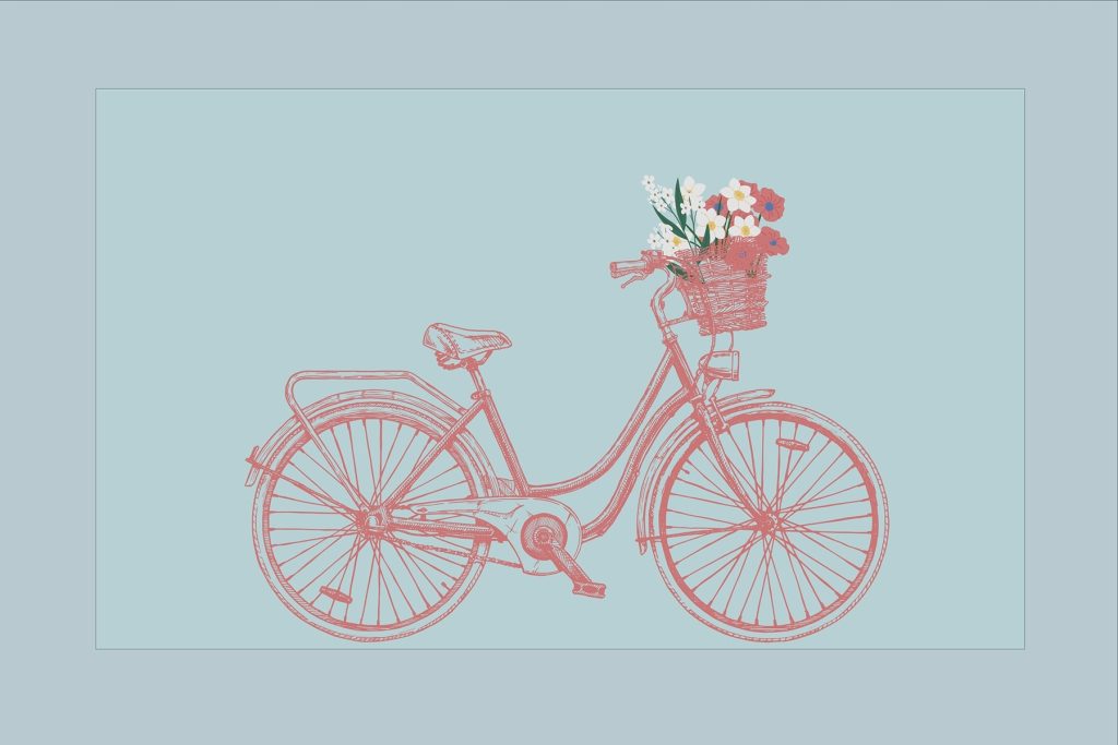 Bicycle with flowers in a basket