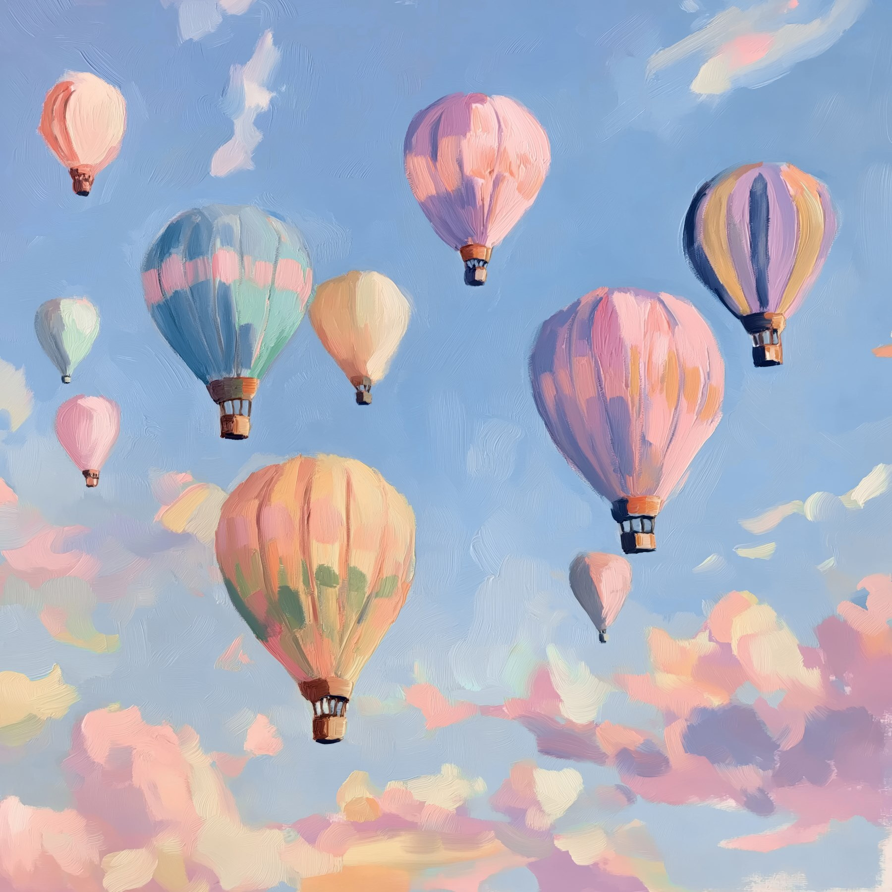Group of hot air balloons in the sky