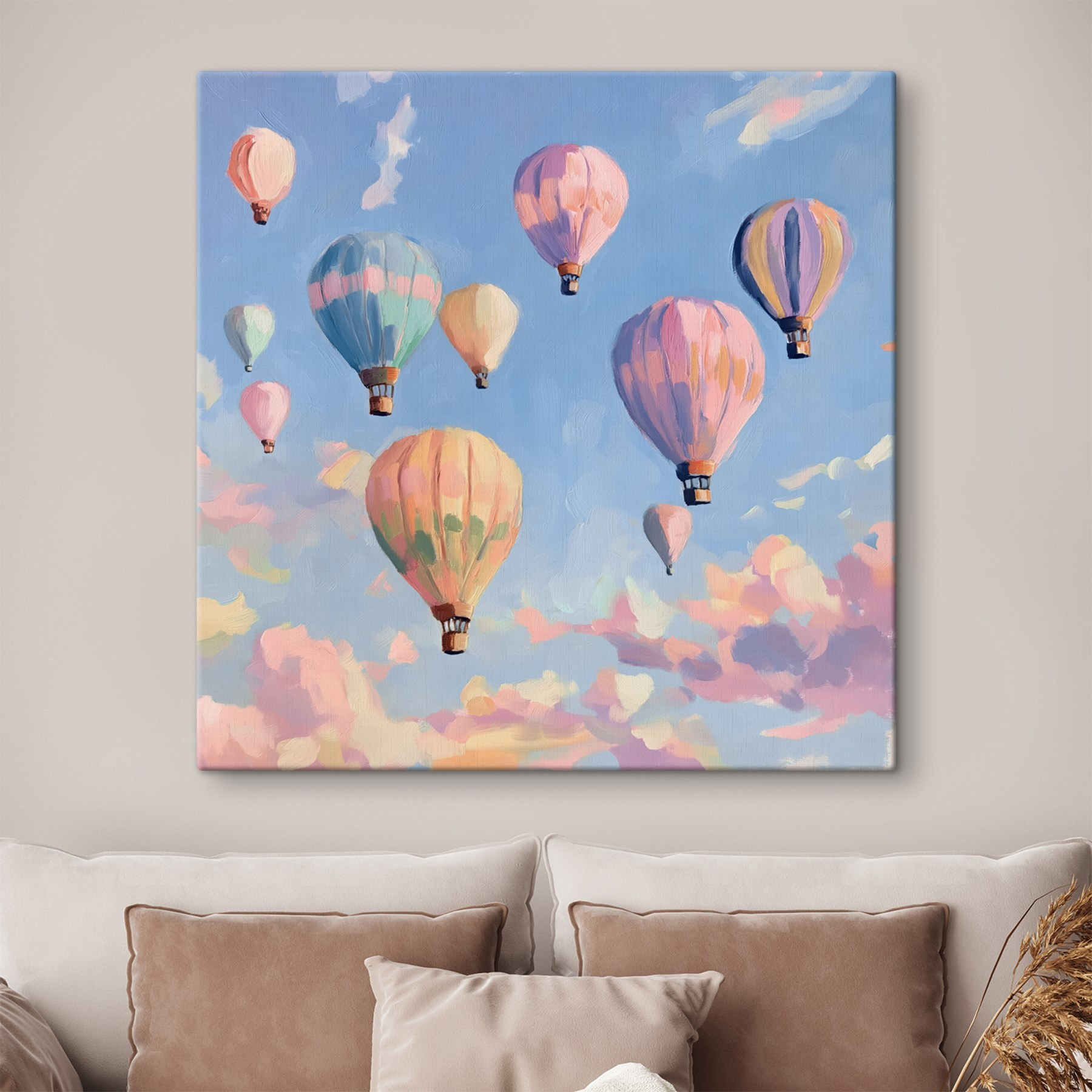 Group of hot air balloons in the sky