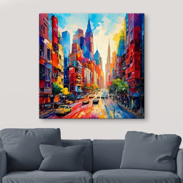Cuadros Cuadros Calle urbana con coches y edificios (SKU: s41408)