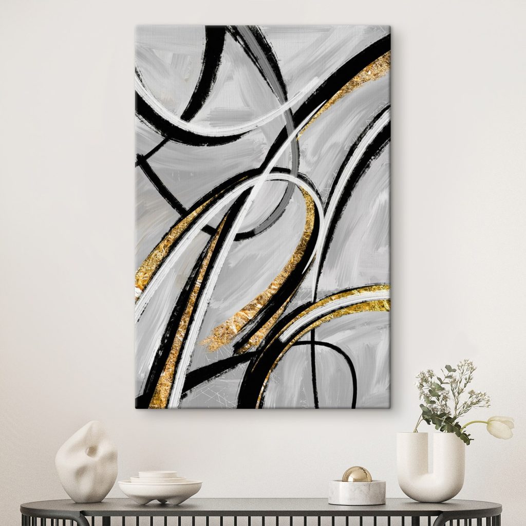 Monochrome swirls with metallic accents Monochrome swirls with metallic accents