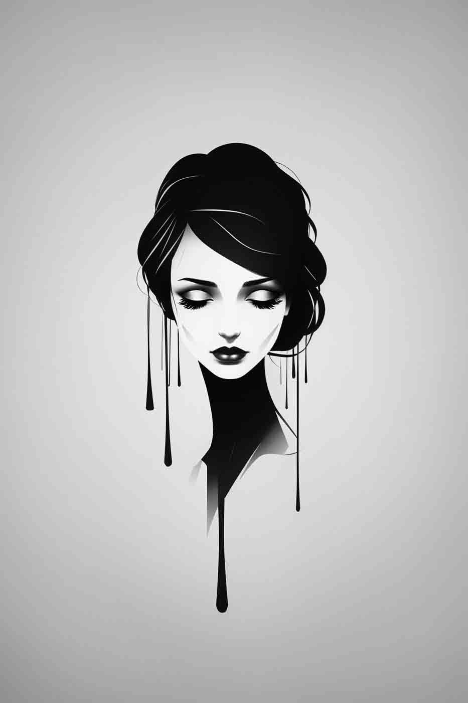 Woman with black hair and makeup