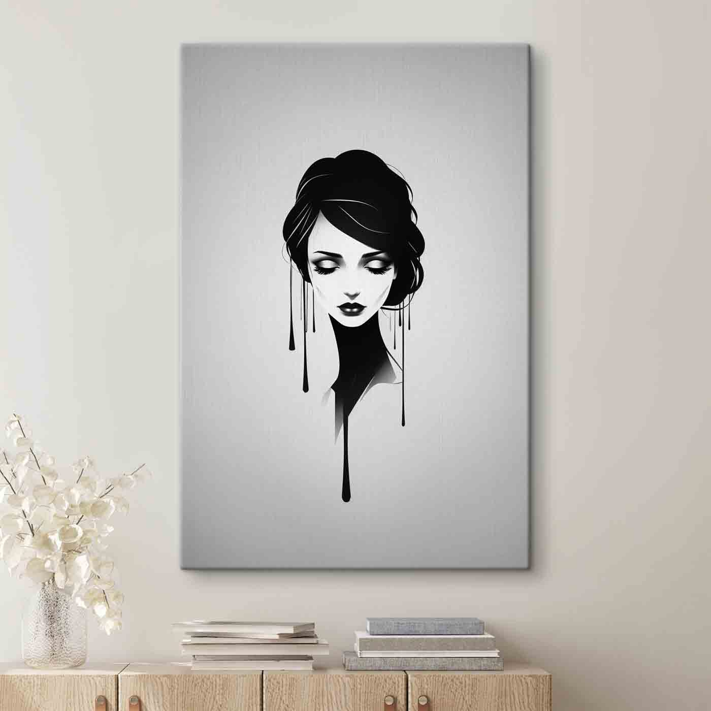 Woman with black hair and makeup