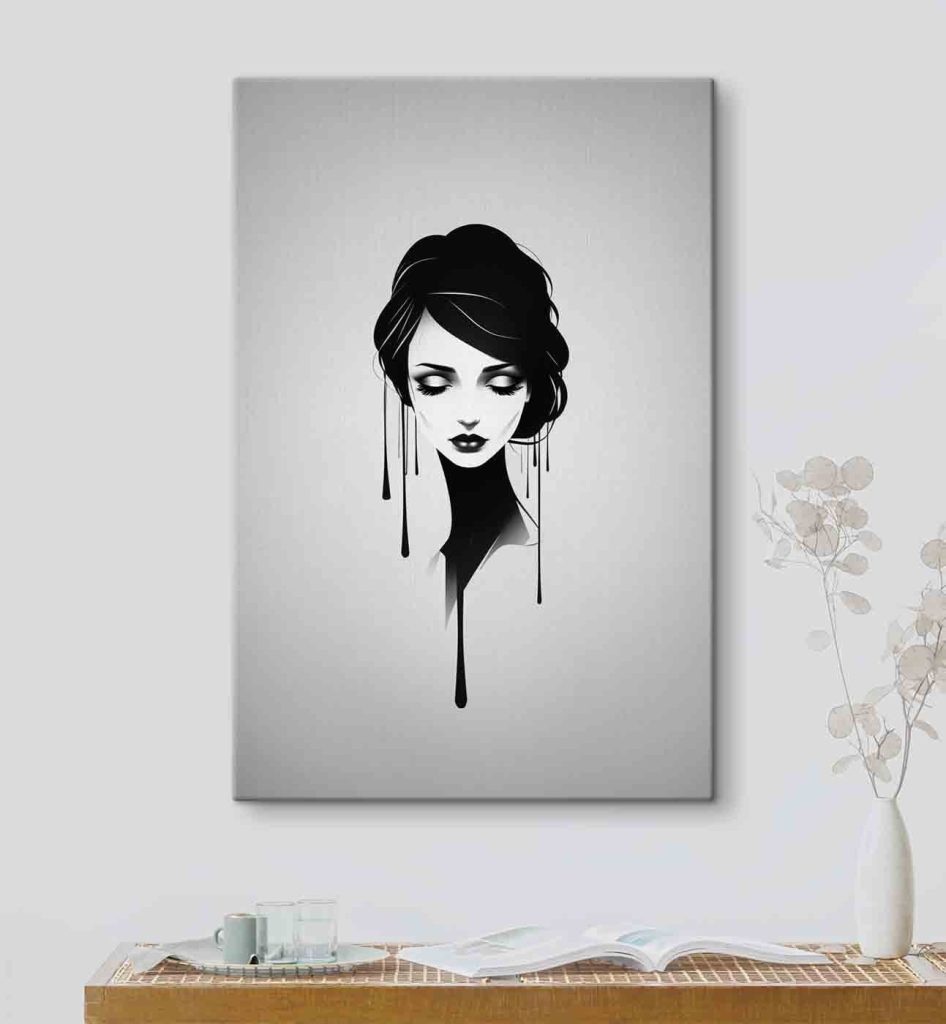 Woman with black hair and makeup