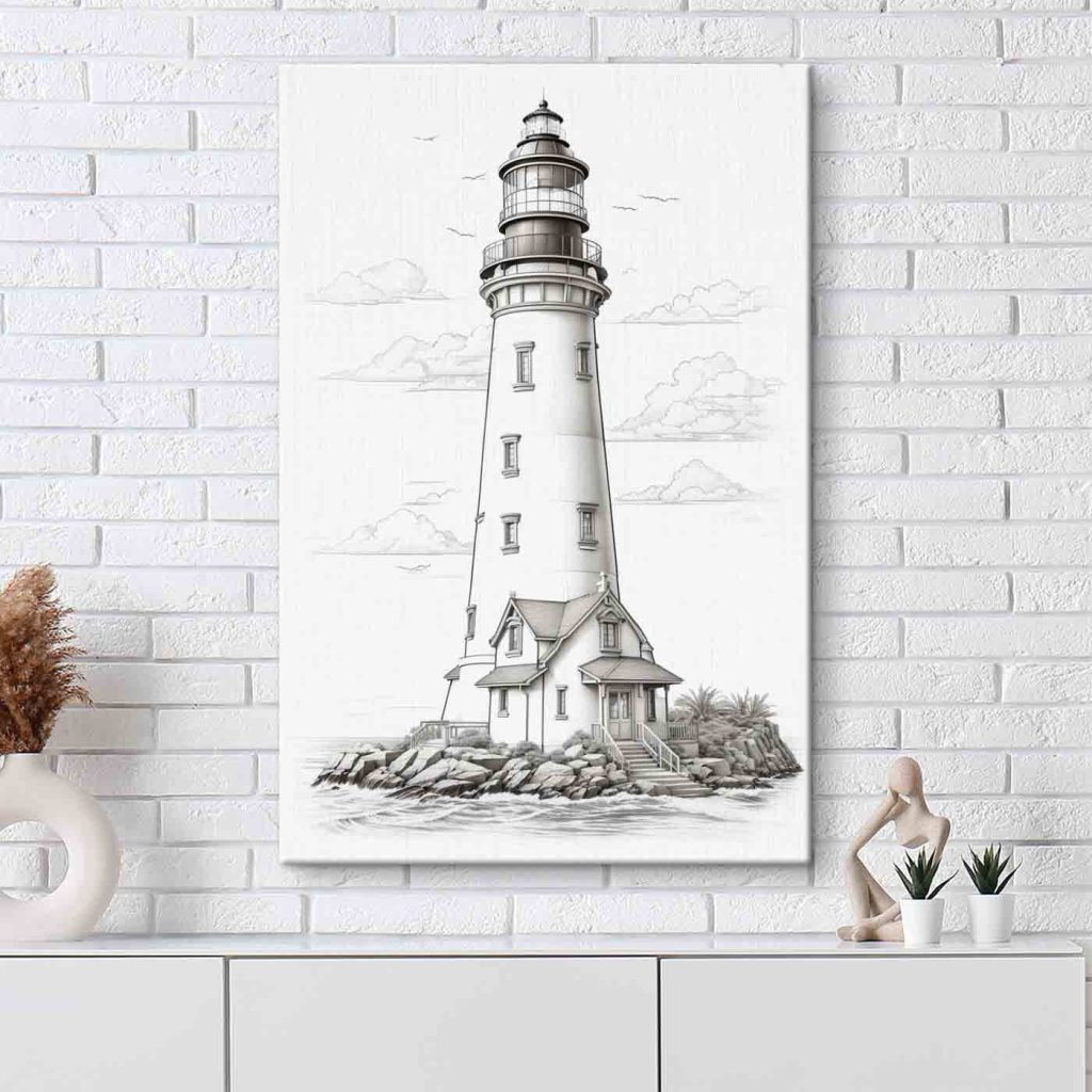 Lighthouse with a house and palm trees Lighthouse with a house and palm trees