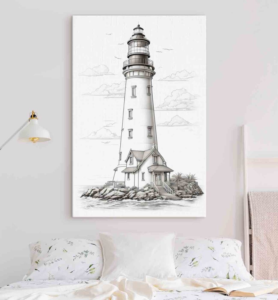 Lighthouse with a house and palm trees Lighthouse with a house and palm trees