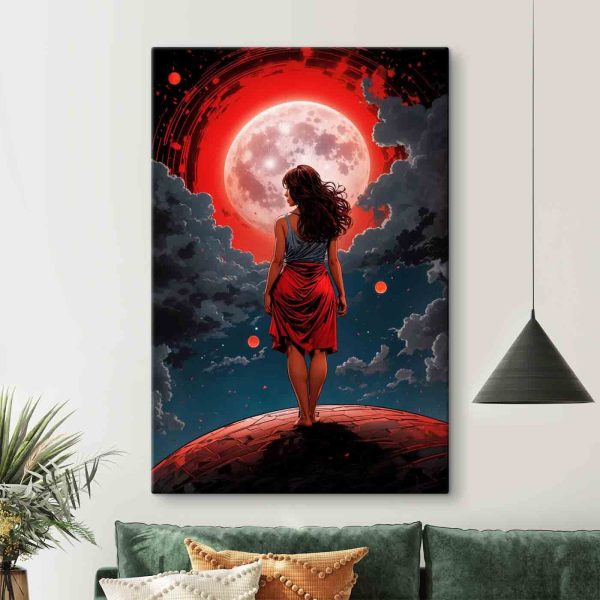 Cuadros Mujer contemplando la luna (SKU: s35838) Cuadros Cuadros Mujer contemplando la luna (SKU: s35838)