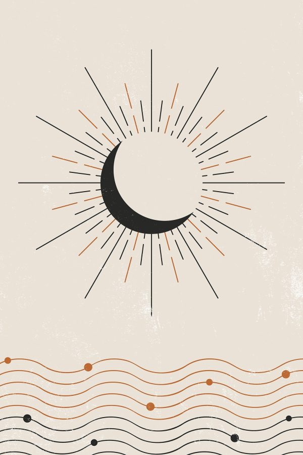 Moon with rays of light