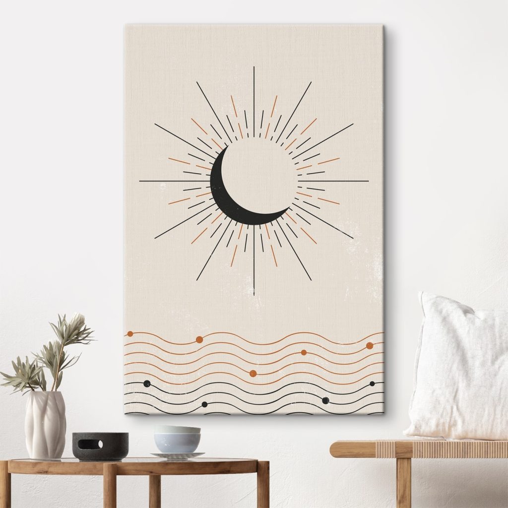 Moon with rays of light