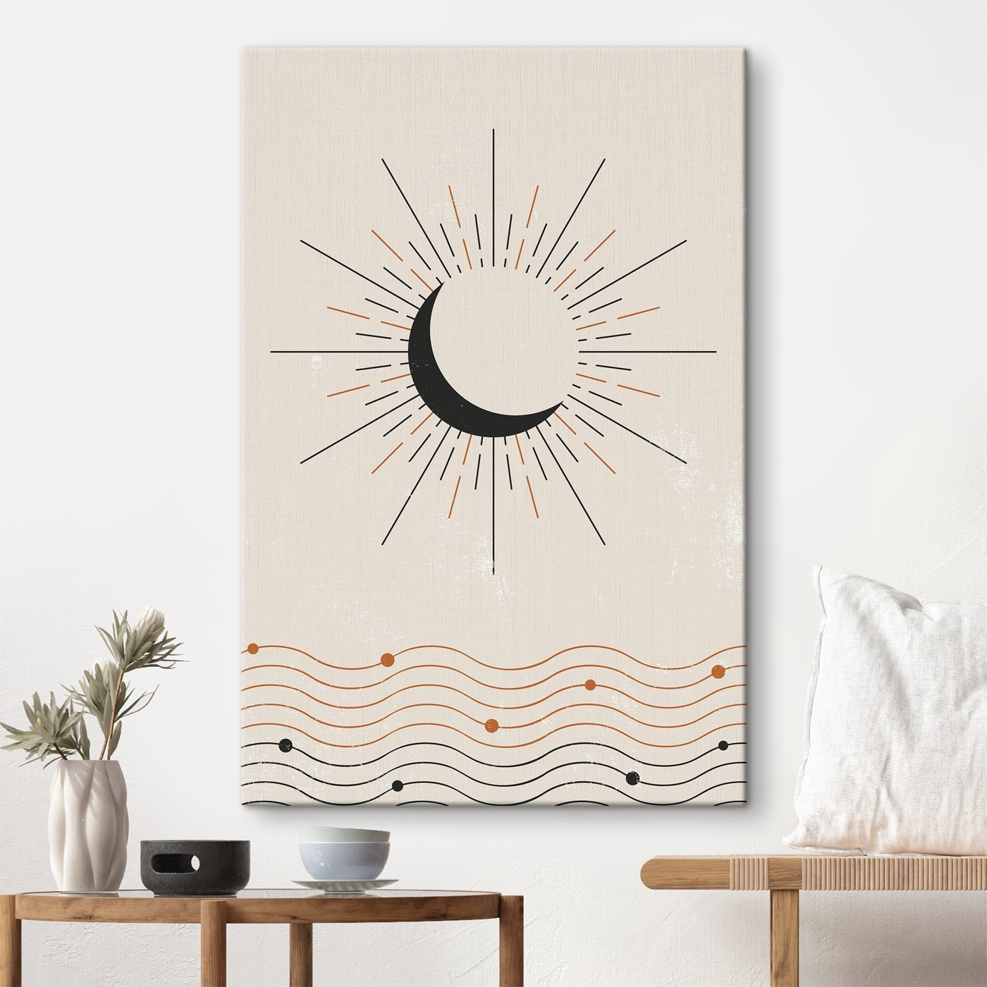 Moon with rays of light