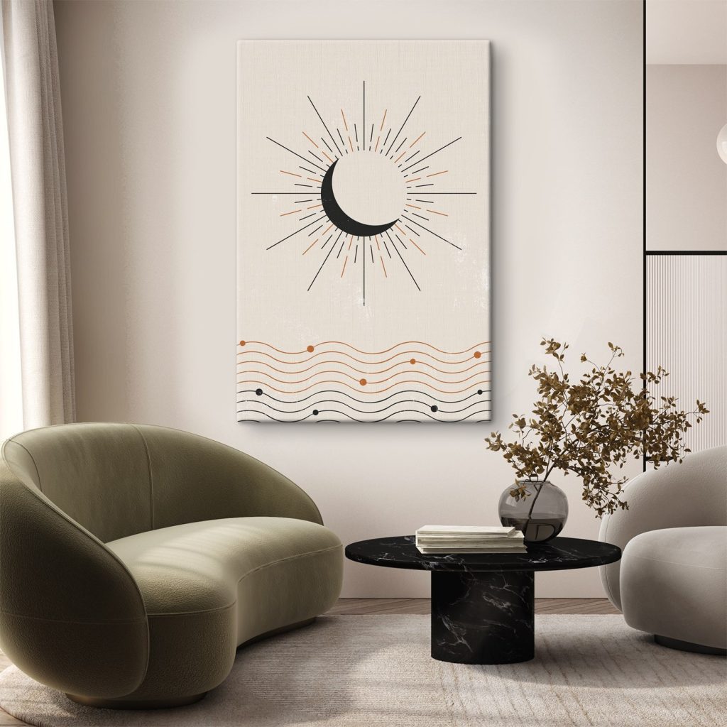 Moon with rays of light