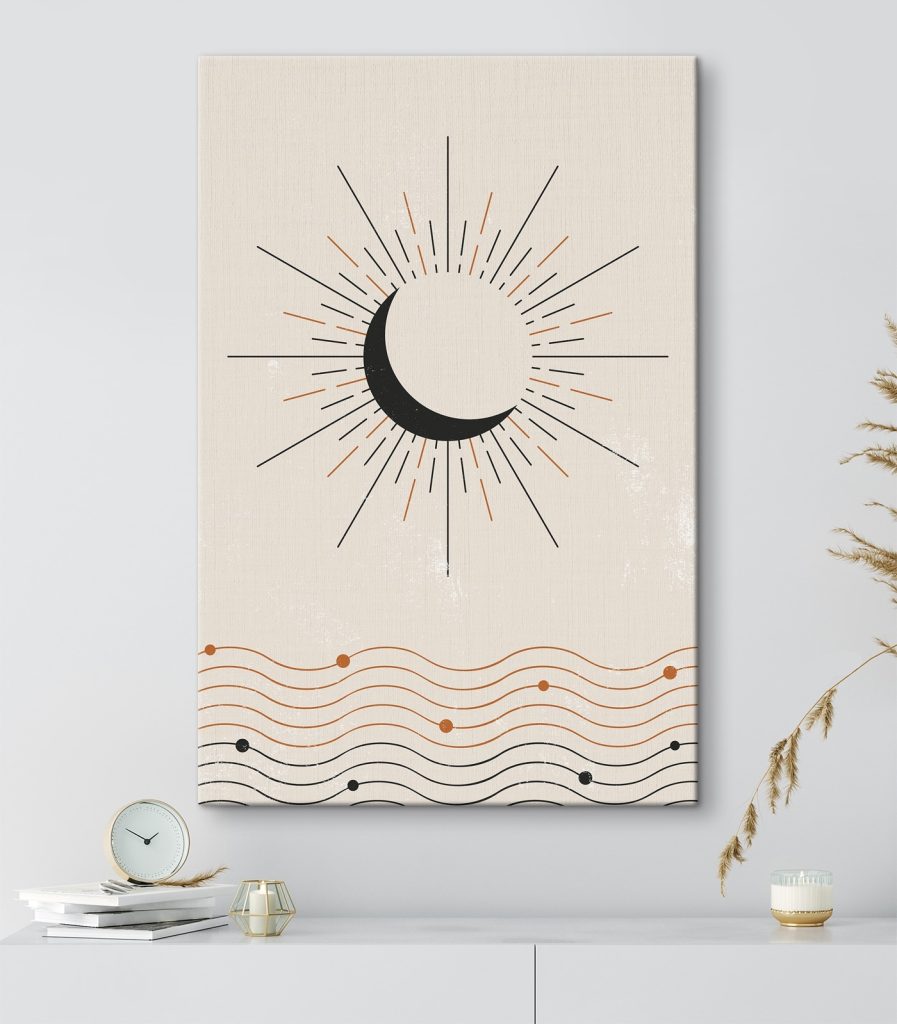 Moon with rays of light