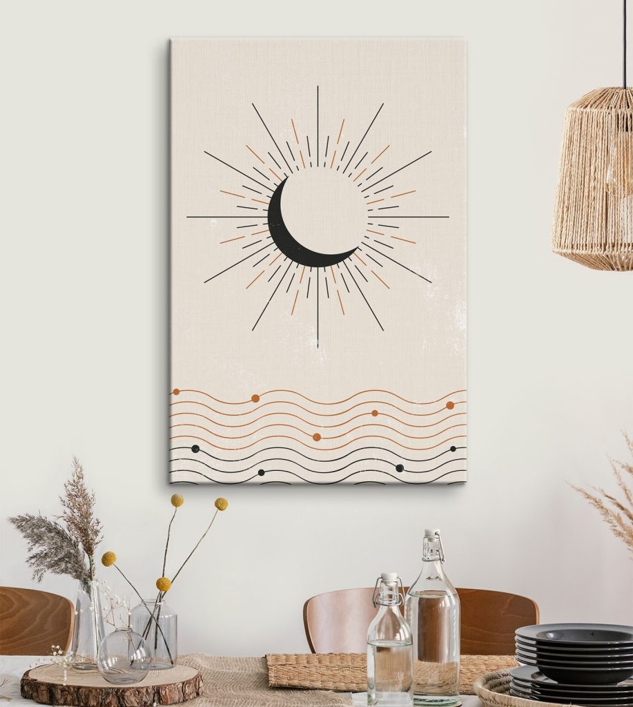 Moon with rays of light