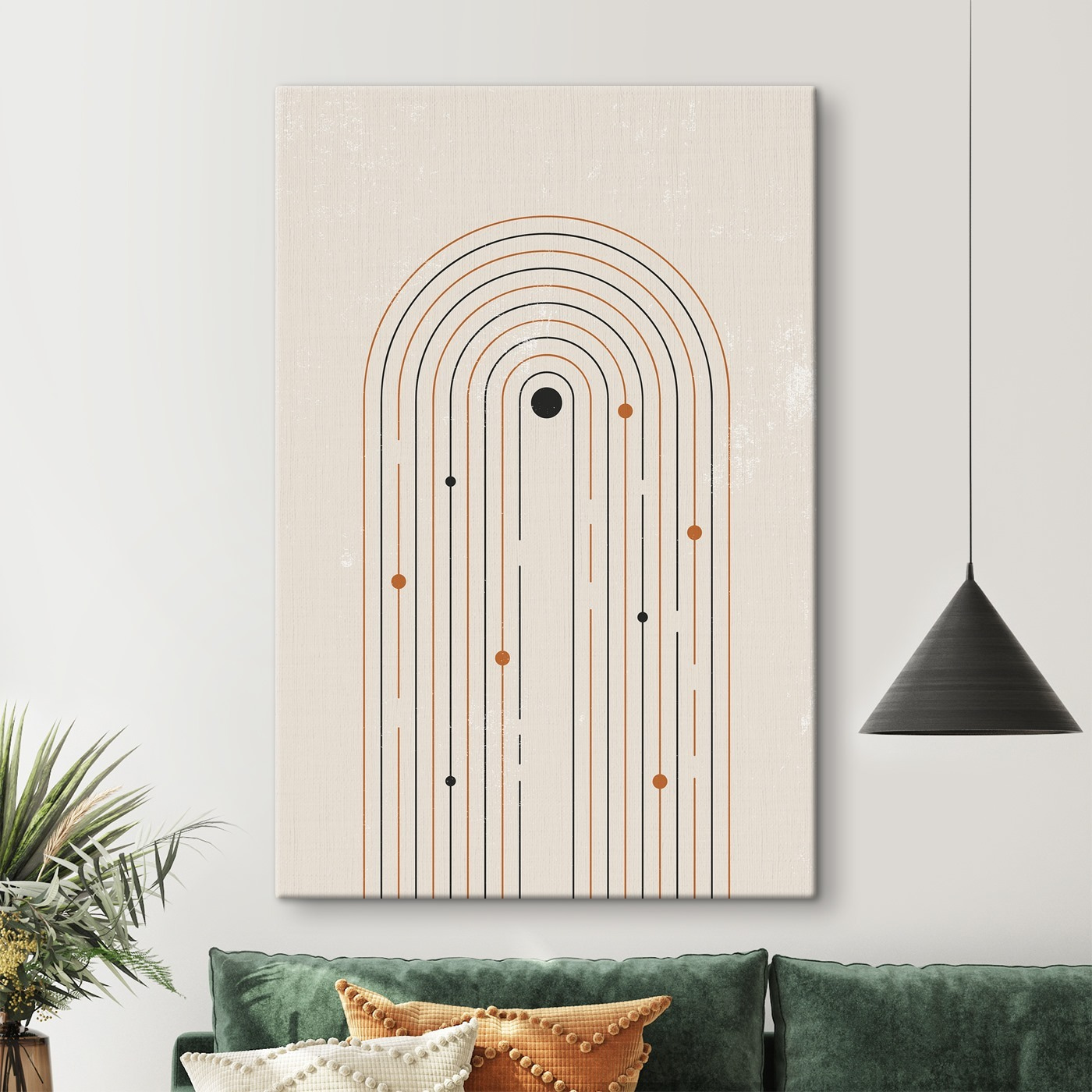 Black and orange lines and dots Black and orange lines and dots