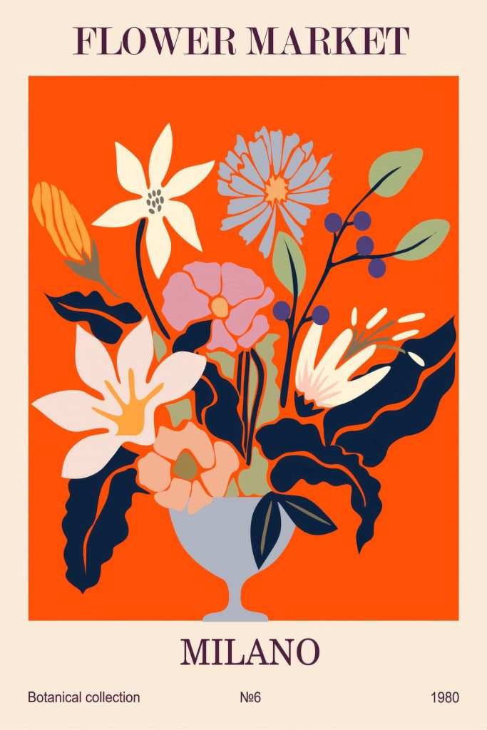 Painting of flowers in a vase Painting of flowers in a vase