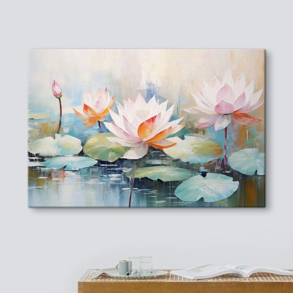 Painting of flowers on water