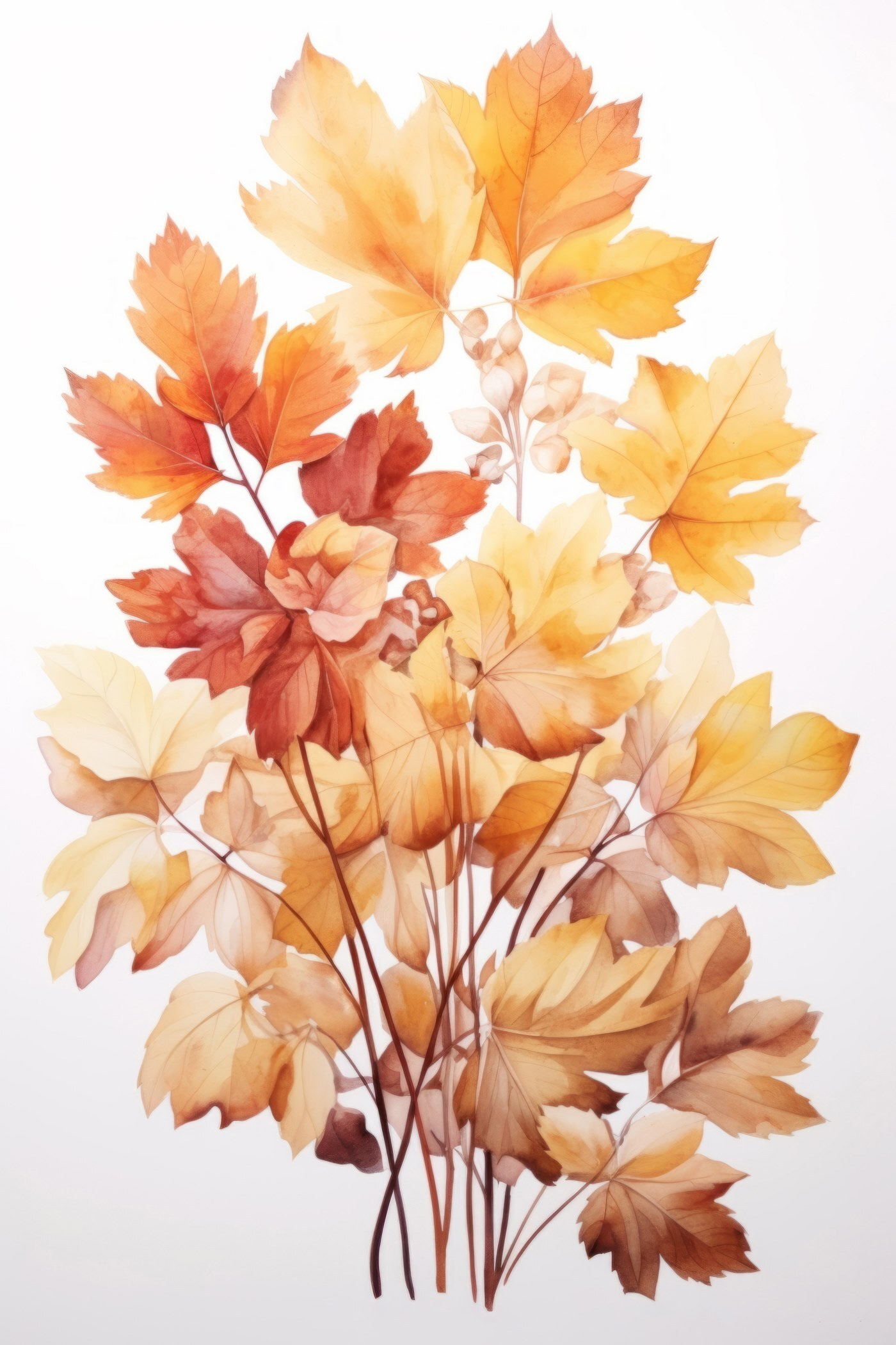 Painting of orange and brown leaves