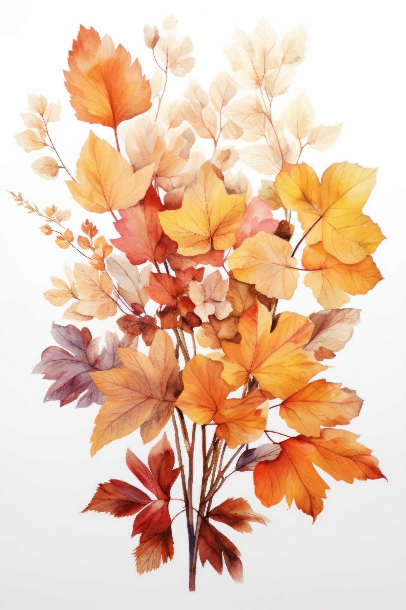 Watercolor painting of leaves