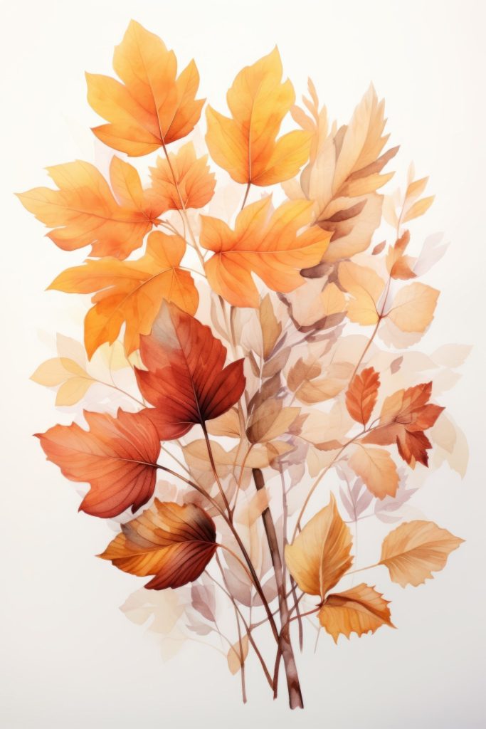 Painting of orange and brown leaves