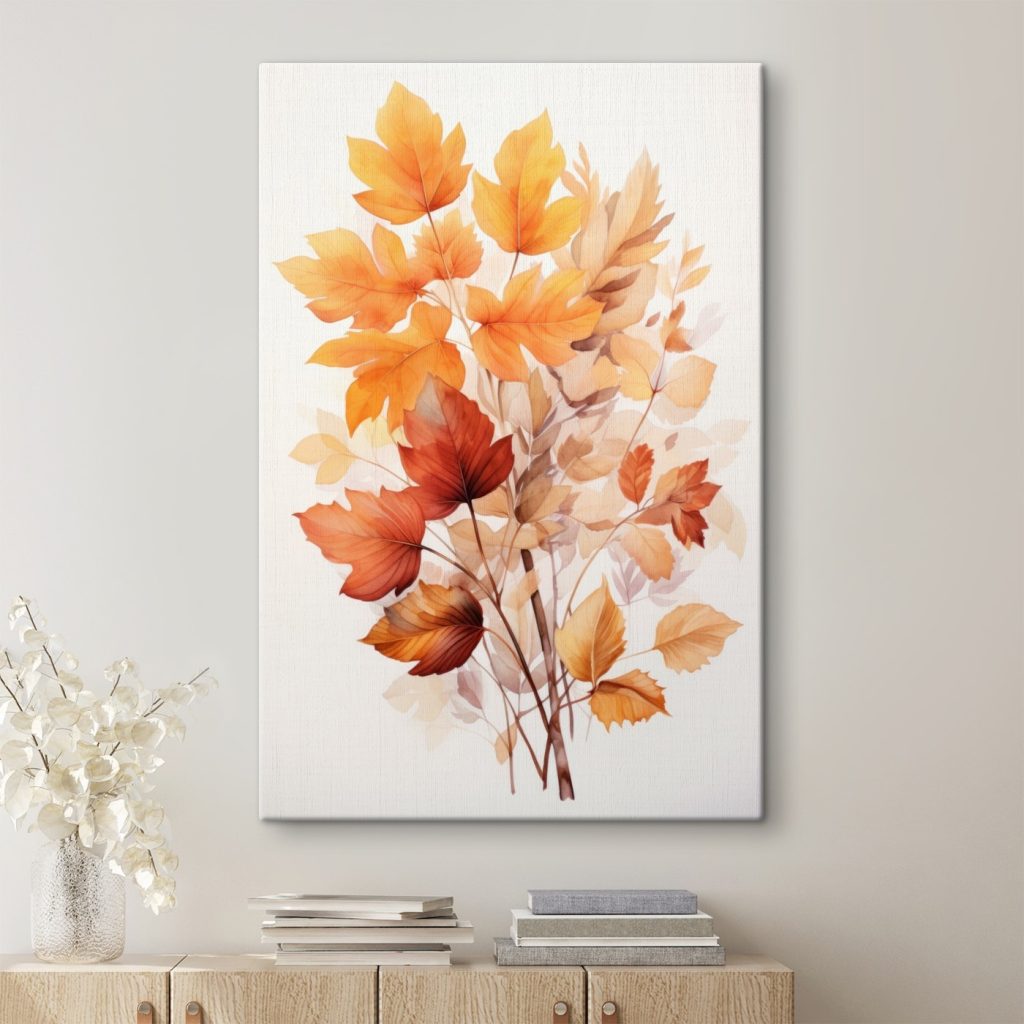 Painting of orange and brown leaves