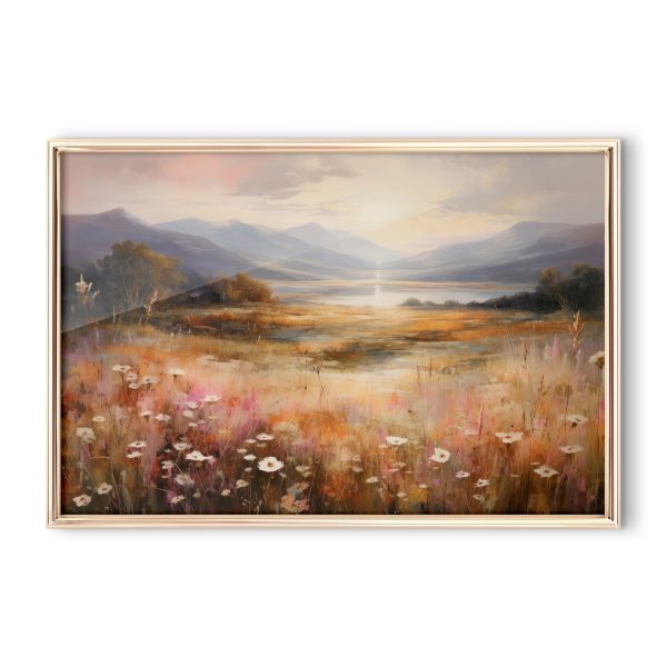 Cuadros Cuadro de un campo con flores y montañas al fondo (SKU: s35968) Cuadros Cuadros Cuadro de un campo con flores y montañas al fondo (SKU: s35968)