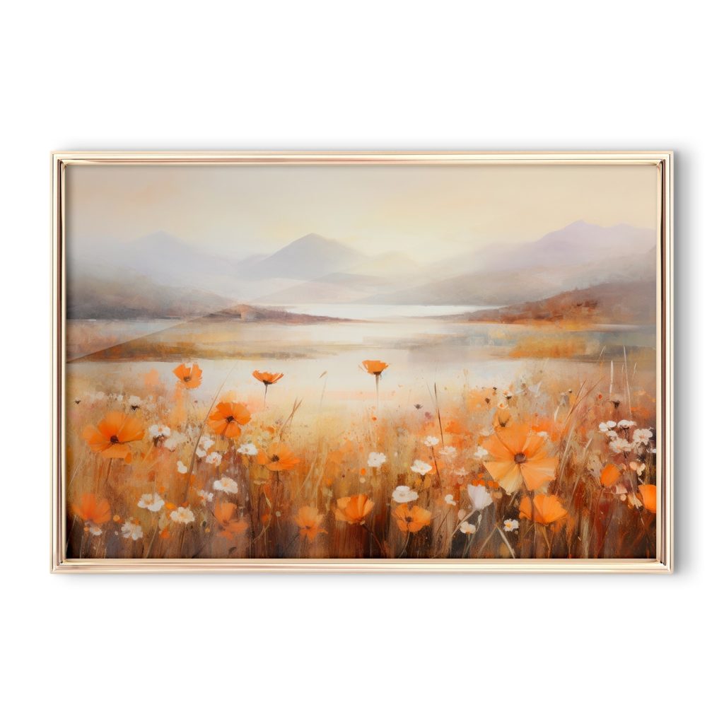 Painting of flowers in a field