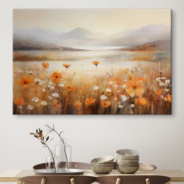 Painting of flowers in a field