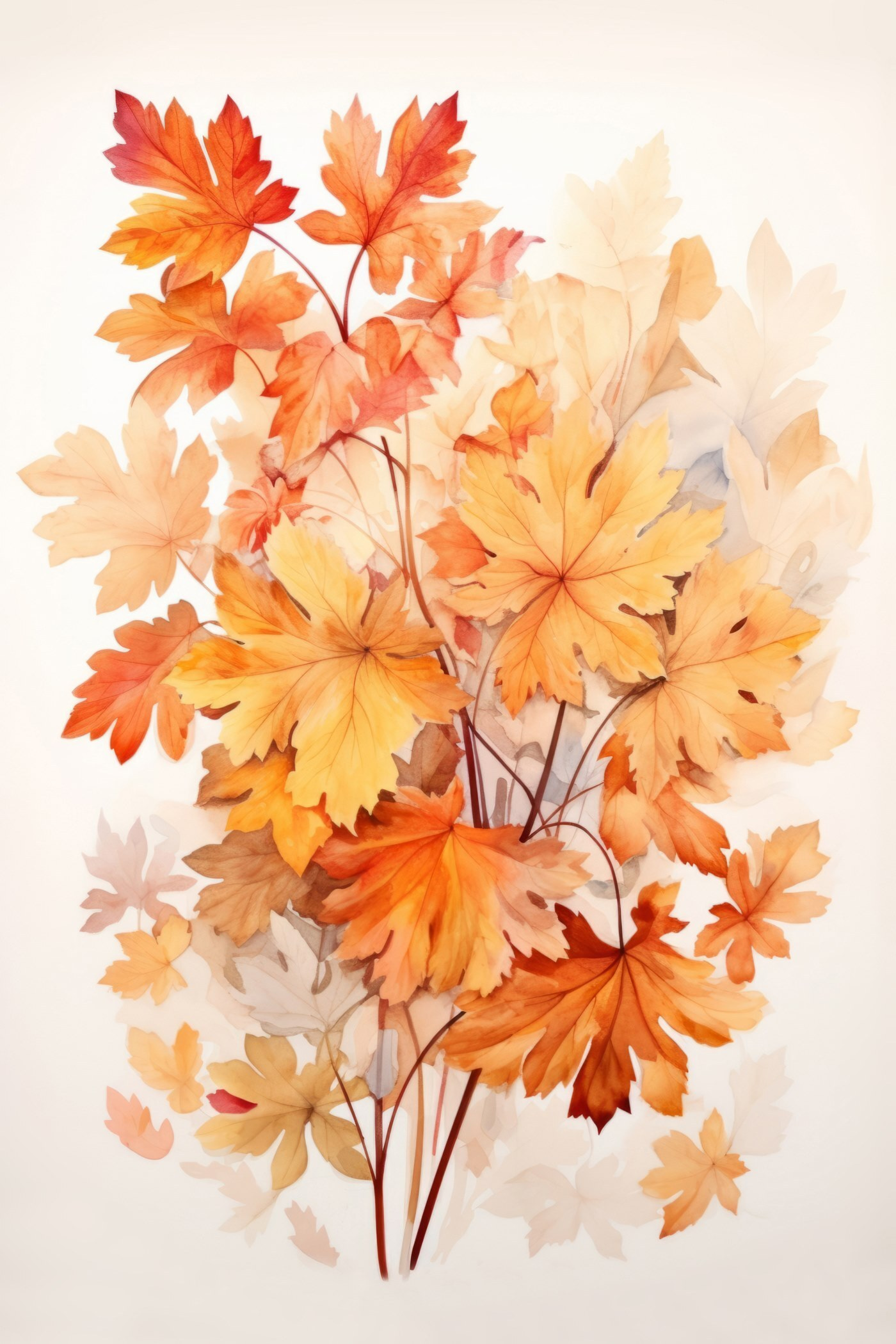 Painting of orange leaves Painting of orange leaves