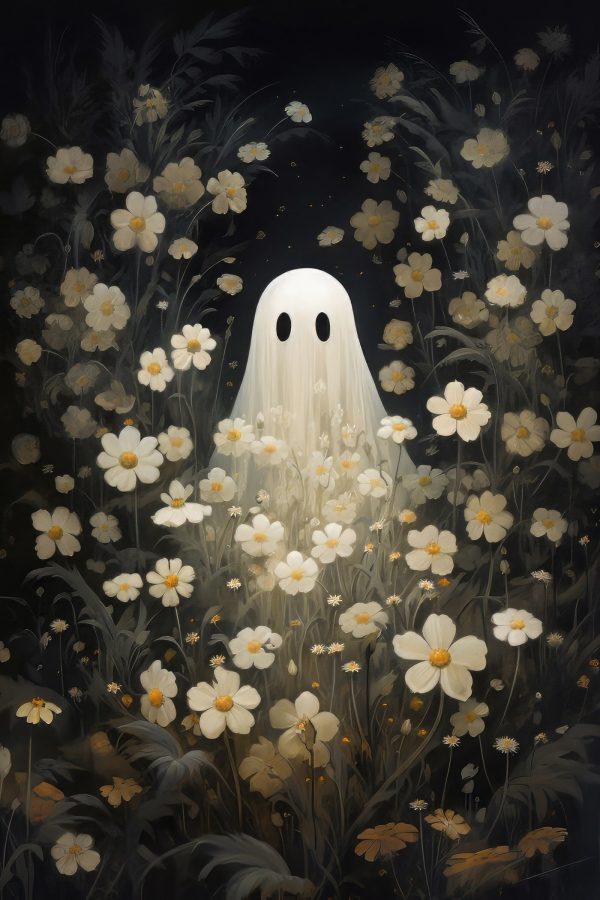 Ghost in a field of flowers