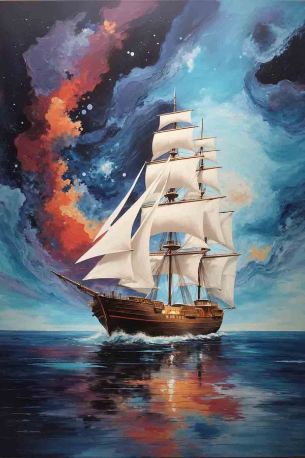 Painting of a ship in the water Painting of a ship in the water