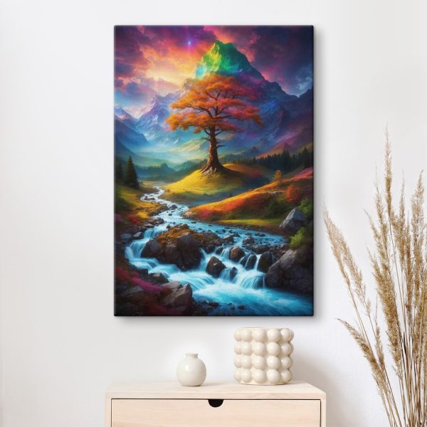Cuadros Un río que discurre por un valle con un árbol en medio (SKU: s36051) Cuadros Cuadros Un río que discurre por un valle con un árbol en medio (SKU: s36051)