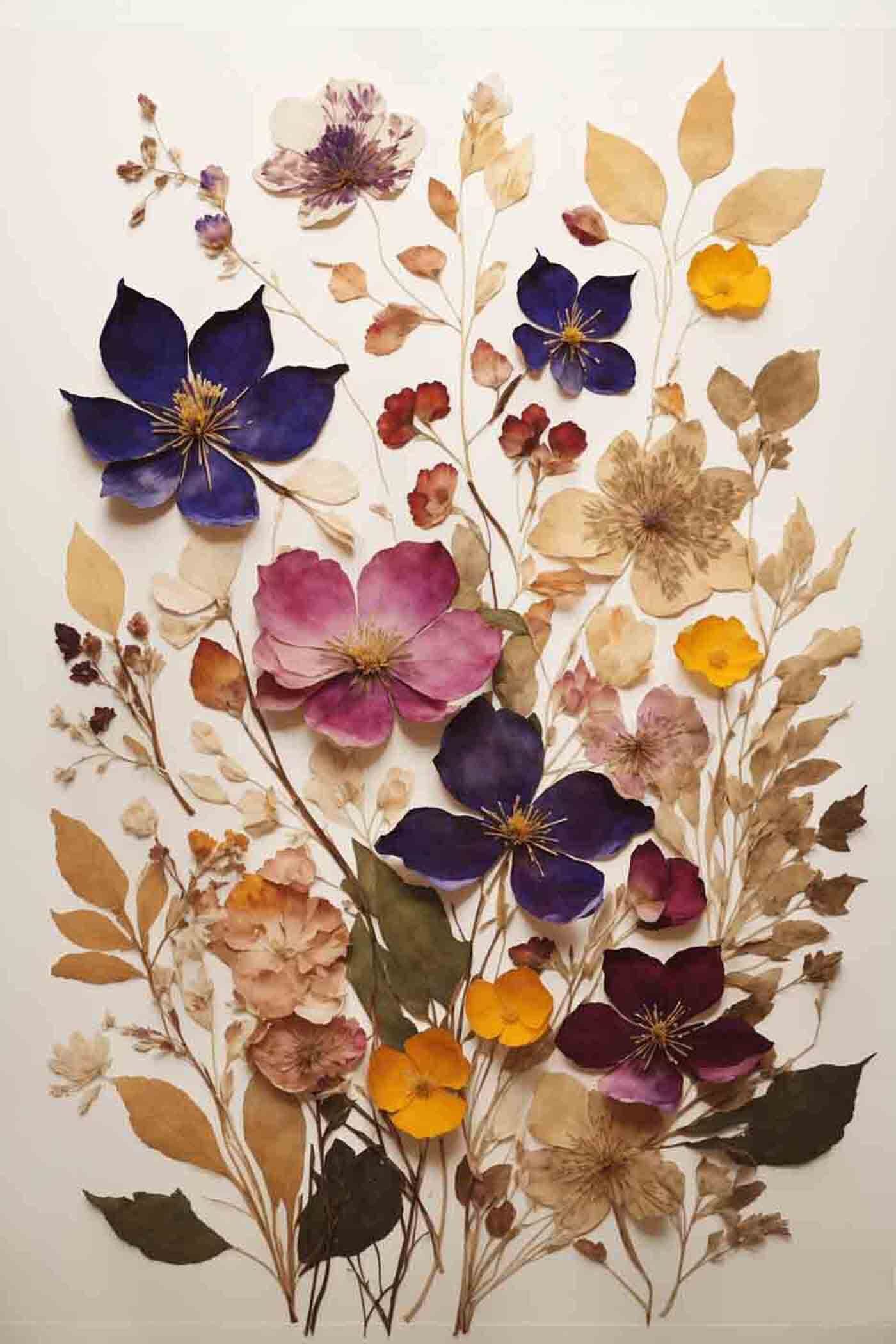 Group of flowers and leaves Group of flowers and leaves