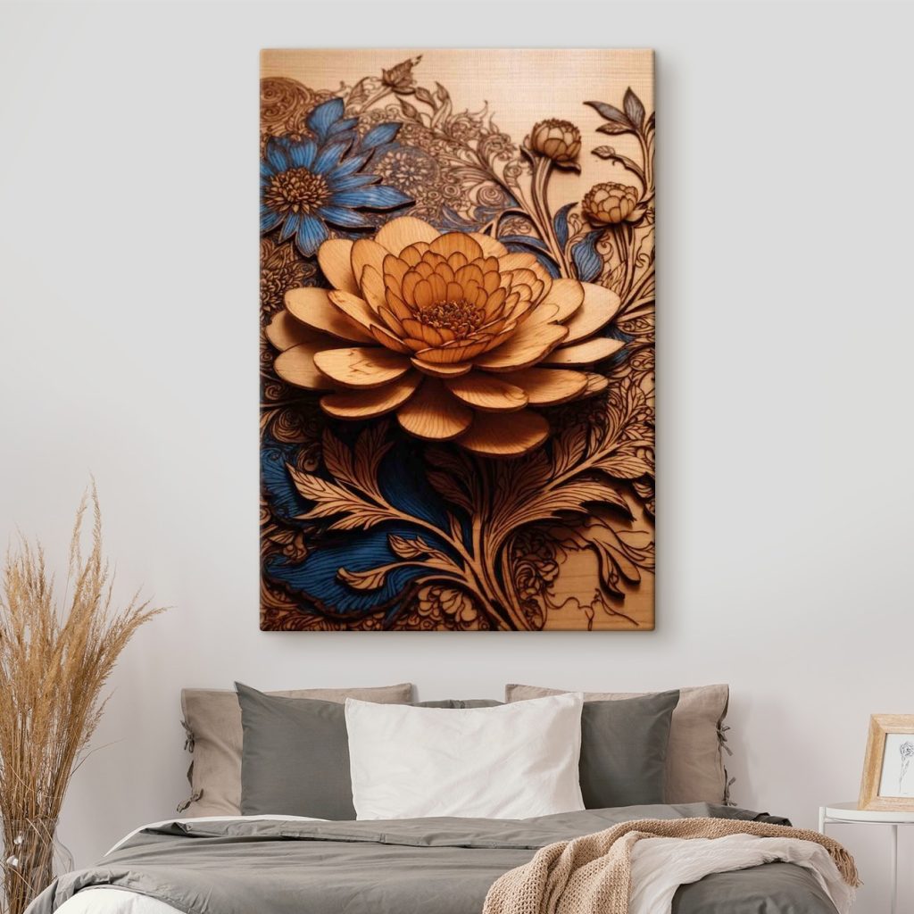 Wood carving of a flower Wood carving of a flower
