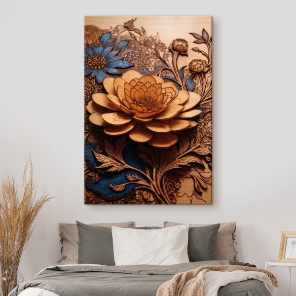 Wood carving of a flower Wood carving of a flower