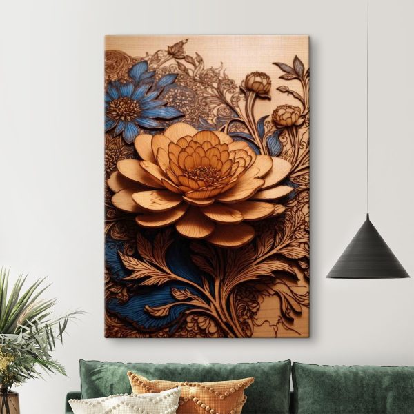 Wood carving of a flower Wood carving of a flower
