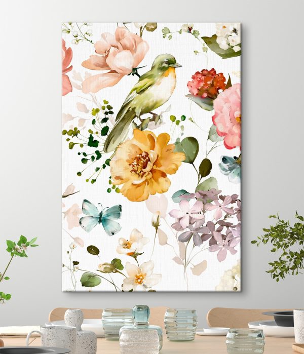 Cuadros Pájaro y flores sobre fondo blanco (SKU: s36116) Cuadros Cuadros Pájaro y flores sobre fondo blanco (SKU: s36116)