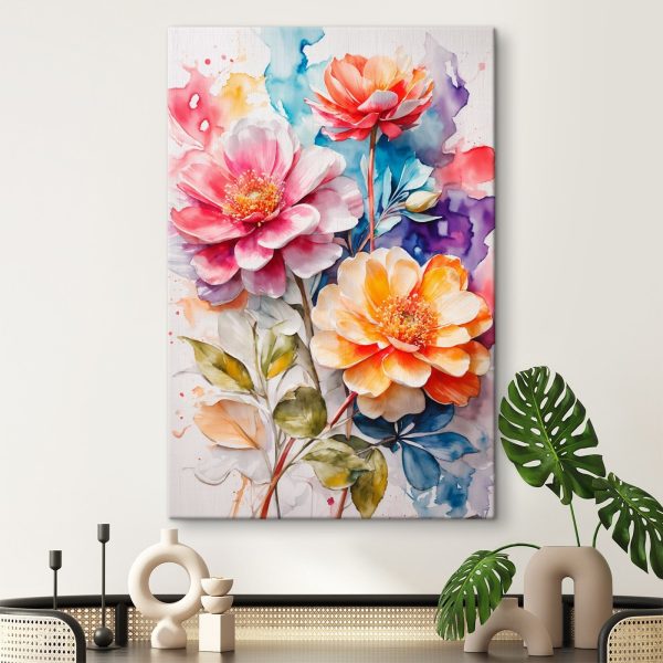 Cuadros Cuadros Cuadro de flores sobre un fondo colorido (SKU: s36122)