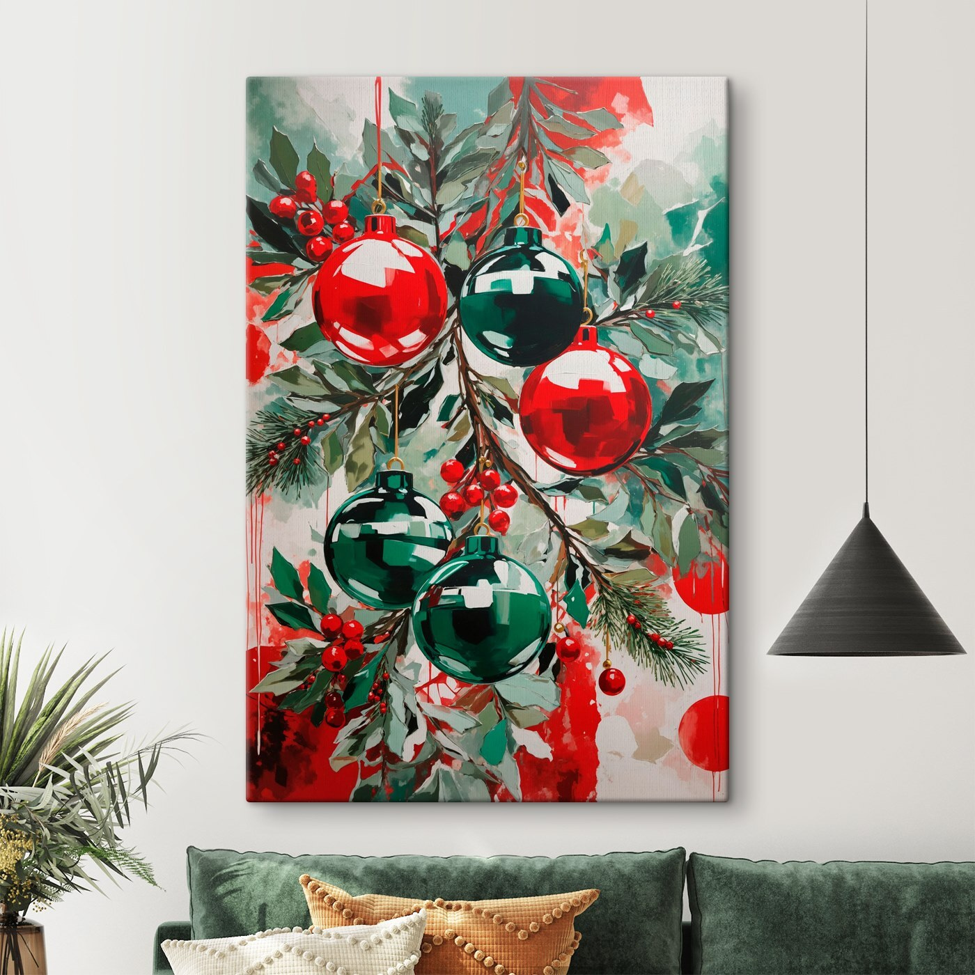 Painting of ornaments on a branch Painting of ornaments on a branch
