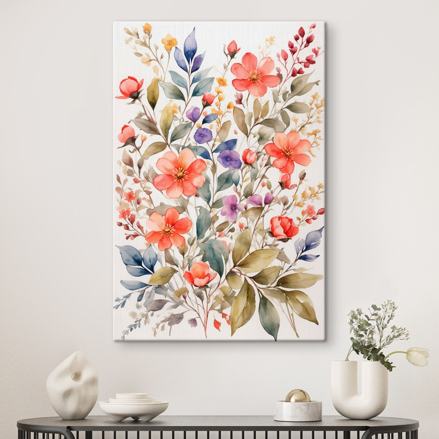Painting of flowers and leaves Painting of flowers and leaves