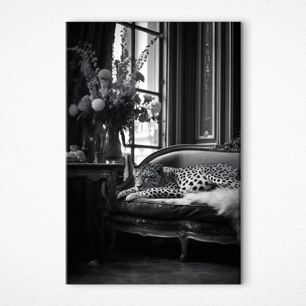 Leopard lying on a couch Leopard lying on a couch