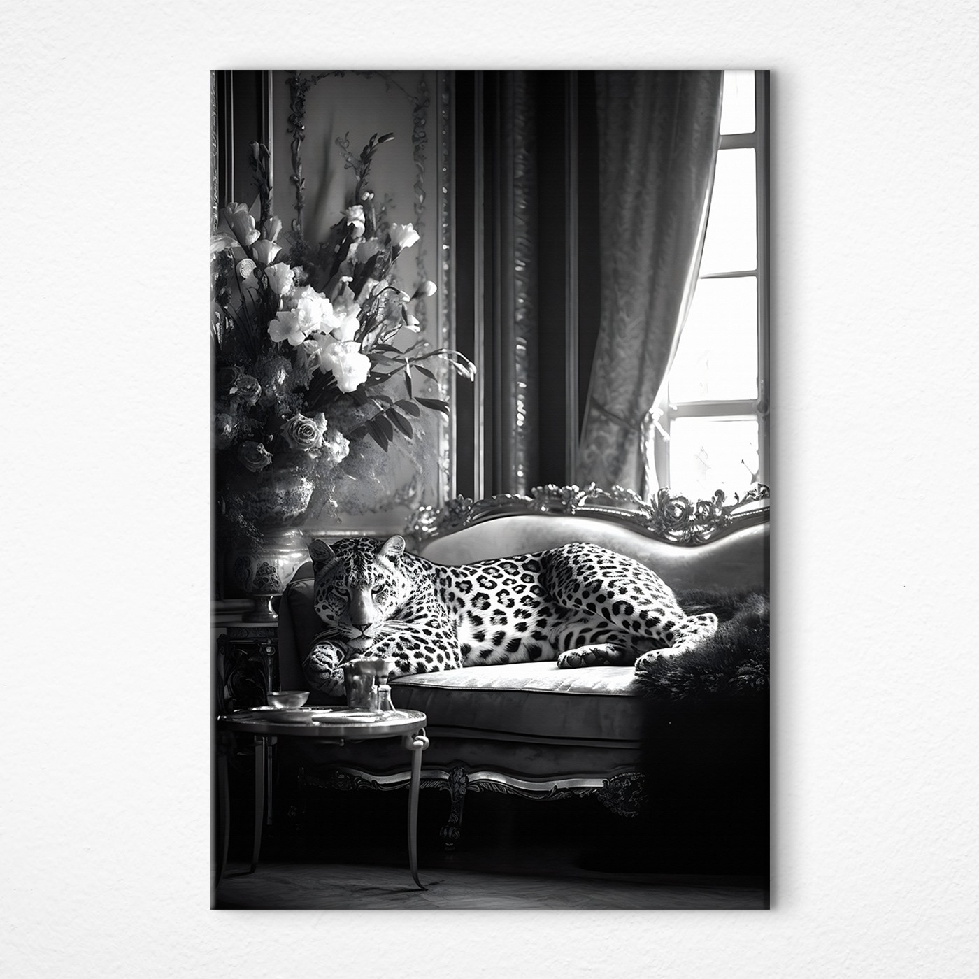 Leopard lying on a couch Leopard lying on a couch