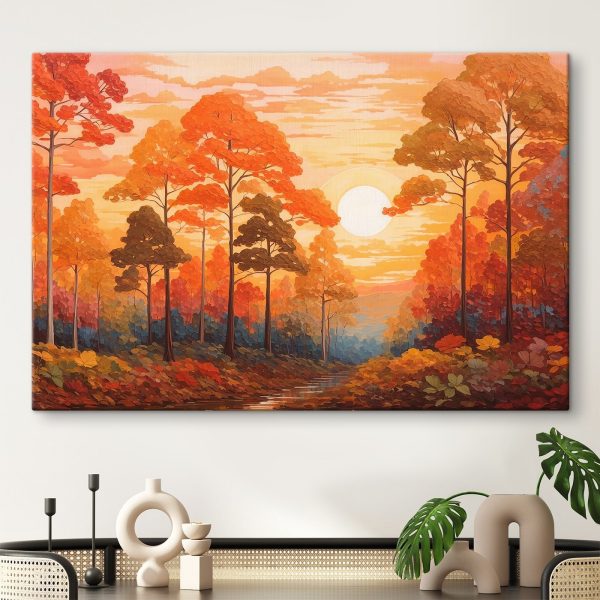 Painting of a forest with trees and a river Painting of a forest with trees and a river