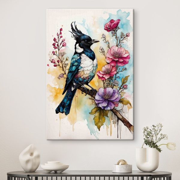 Cuadros Pájaro en una rama con flores (SKU: s36220) Cuadros Cuadros Pájaro en una rama con flores (SKU: s36220)