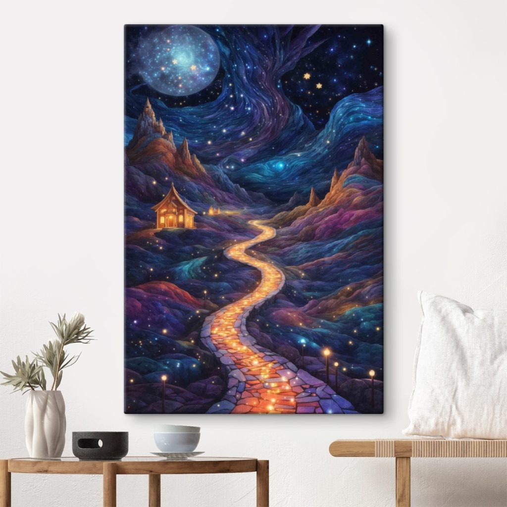 Painting of a path in the mountains