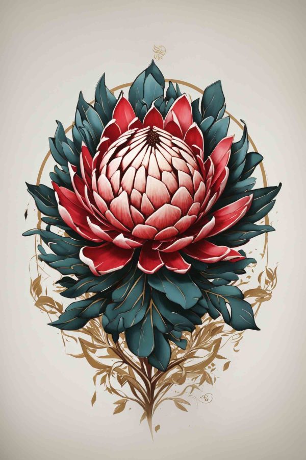 Blossoming Elegance in Crimson and Emerald