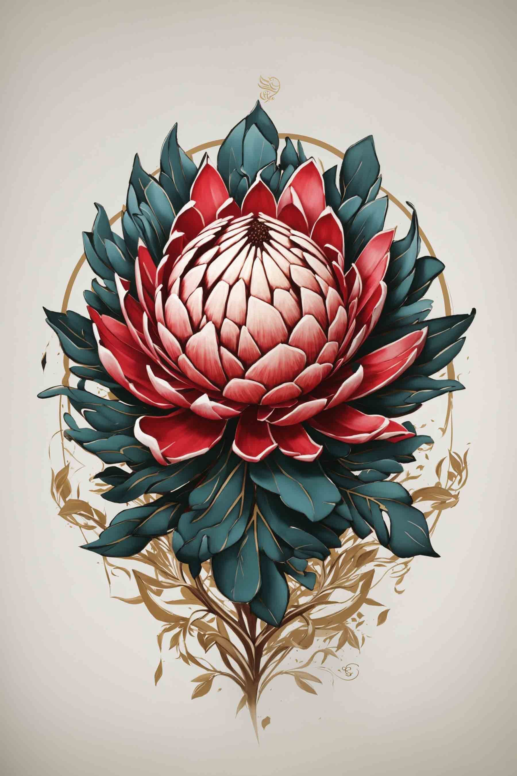 Blossoming Elegance in Crimson and Emerald