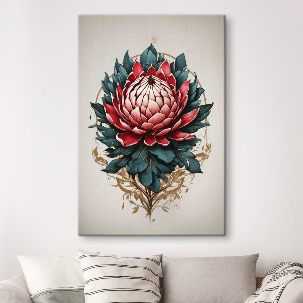Blossoming Elegance in Crimson and Emerald