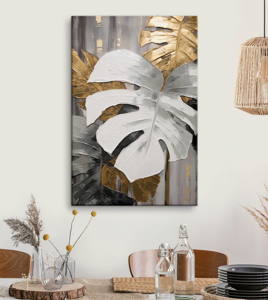 Leaf Contrast in Textured Elegance