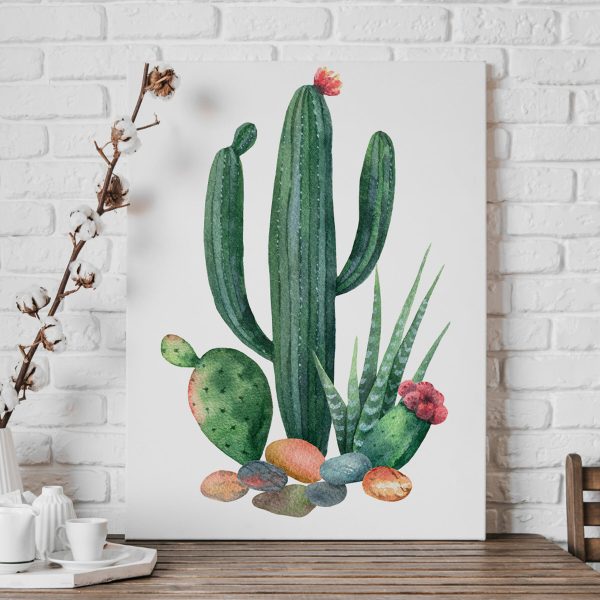 Cuadros Acuarela de un cactus y unas rocas (SKU: s36251) Cuadros Cuadros Acuarela de un cactus y unas rocas (SKU: s36251)