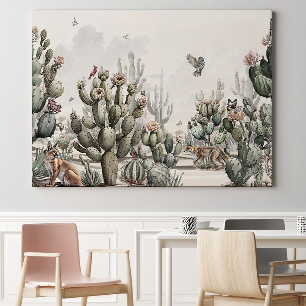 Group of cactuses and birds Group of cactuses and birds